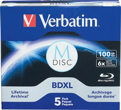 Produktbild von Verbatim BDXL 100GB 4X, 100 GB, BDXL, Jewelcase, 5 Stück(e)