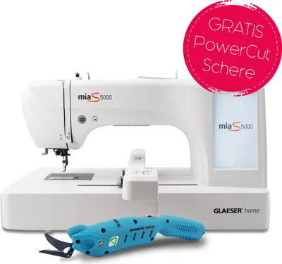 Produktbild von GLAESERhome | Stickmaschine miaS5000 + POWERCUT Laserline Schere