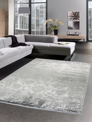 Immagine prodotto di Tappeto orientale da salotto barocco vintage grigio con frange dimensioni - 80 x 300 cm