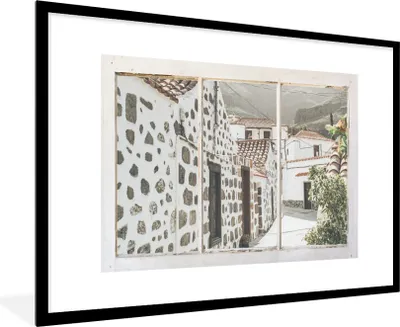 Produktbild von MuchoWow® Gerahmtes Poster Ansicht - Architektur - Sommer 90x60 cm - Poster mit Schwarzem Bilderrahmen Wandposter Rahmen Foto Bilder - Wanddekoration - Fotos