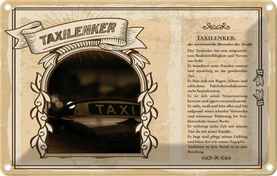 Produktbild von vianmo Blechschild 12x18 cm Taxilenker Beruf Arbeit
