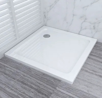 Produktbild von 90x90x4 cm Duschwanne Acryl Duschtasse Dusche 40mm Superflache Quadratisch Weiß Mit Erhöhte Kante