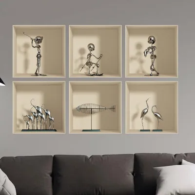 Immagine prodotto di Confezione da 6 adesivi decorativi 3D in alluminio, 60 x 90 cm