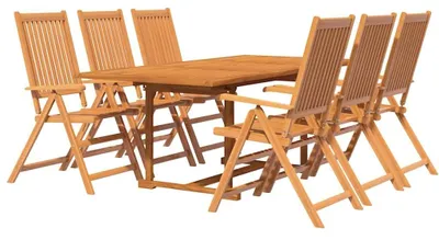 Image de Table de jardin extensible en bois d'acacia massif, longueur 150-200 cm, pour 7 personnes