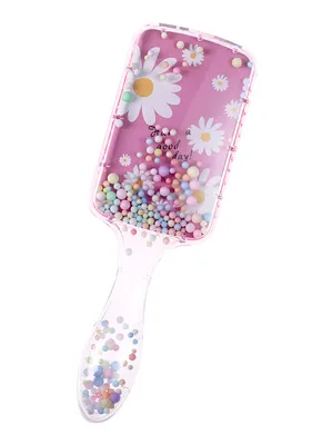 Produktbild von Rosa Haarbürste - Blumen mit Kugeln