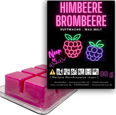 Produktbild von WonderWax Neon Duftwachs Wax Melts für Duftlampe, 6 Würfel Duftmelt Wachsmelt Sojawachs Neon Würfel für Raumdüfte, Wachs Duftöl Indoor Herbst Melts für Aromalampe Himbeeren & Brombeeren