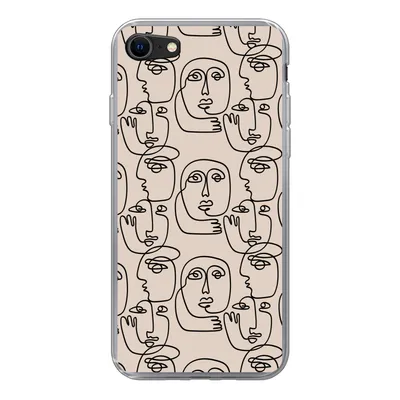 Produktbild von MuchoWow® Handyhülle Schutzhülle Hülle für iPhone SE 2020 Muster - Kopf - Strichzeichnung Silikon Softcase Handy Hülle - Kartenbesitzer