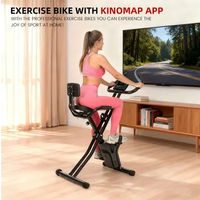 Image de Vélo d'appartement pliable avec résistance magnétique, 8 niveaux de résistance et écran LCD, idéal pour une utilisation à domicile