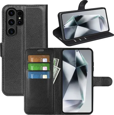 Immagine prodotto di Per Samsung Galaxy S25 Ultra Smart Pelle finta Libro Portafoglio Custodia Cover Nero