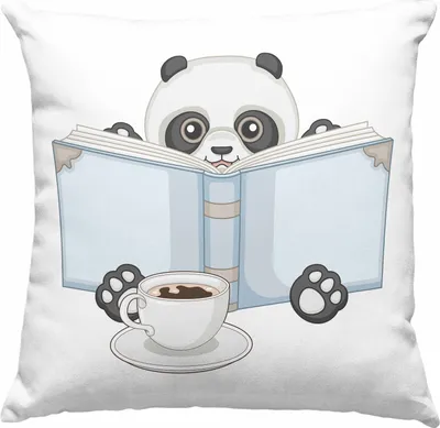 Produktbild von Trendation - Leseratte Deko-Kissen mit Füllung 40x40 Geschenk Lesender Panda Grafik Lesen Geschenkidee Kinder Bücherwurm (Rosa)
