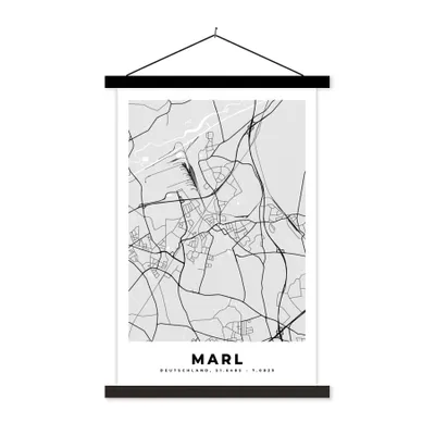 Produktbild von MuchoWow® Textilposter Karte - Marl - Deutschland - Karte - Stadtplan 120x180 cm mit schwarzem Rahmen - Fotos
