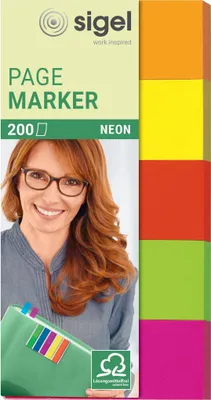 Immagine prodotto di SIGEL HN650 Segnapagina Neon - 50 x 20 mm, assortiti, 5x 40 strisce