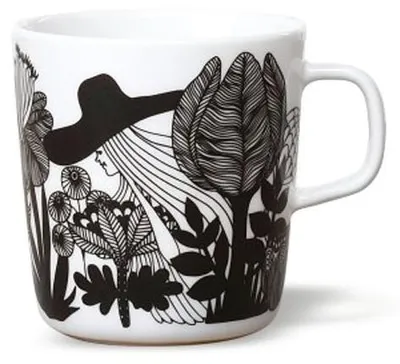 Produktbild von Marimekko Becher Oiva Siirtolapuutarha Schwarz-Pink-Weiß (Groß)