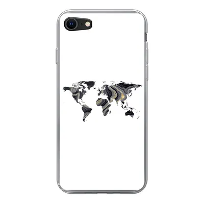 Produktbild von MuchoWow® Handyhülle Schutzhülle Hülle für iPhone 7 Weltkarte - Gold - Linie Silikon Softcase Handy Hülle - Kartenhalter