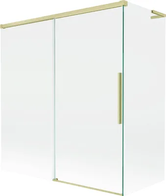 Image de Mexen Rox L Paroi pliante pour baignoire à 2 volets coulissants 150 + 70 x 150 cm, transparent, or brossé - 8C9L-150-070-55-00