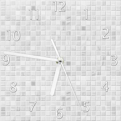 Produktbild von Wallario Design Wanduhr Fliesen im Bad weiß-grau aus Echtglas, Größe 20 x 20 cm
