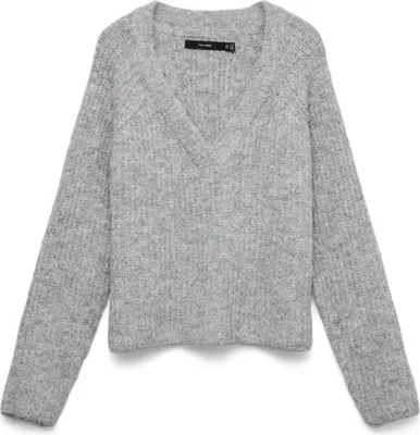 Produktbild von Vero Moda VMNOVAH RIB LS V-NECK PULLOVER Medium Grey Melange M