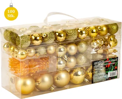 Produktbild von 100 teiliges Set Lamettini Gold Weihnachtskugeln Spitze Lametta Anhänger