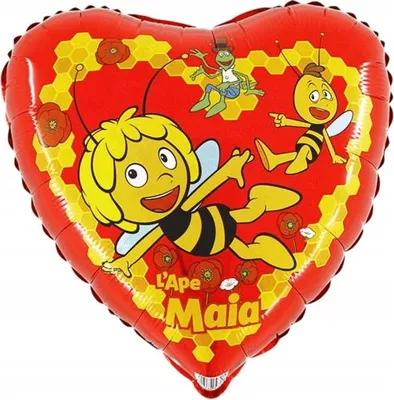 Image de Maya l'abeille et ses amis - Ballon en forme de cœur - 43 cm