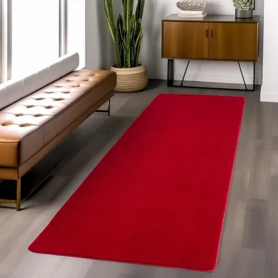 Produktbild von TapisTrend Designerteppich Rot 80x150 cm Indoor-Teppich, für Wohnzimmer und Schlafzimmer, strapazierfähig und langlebig, rutschfest, für den täglichen Gebrauch