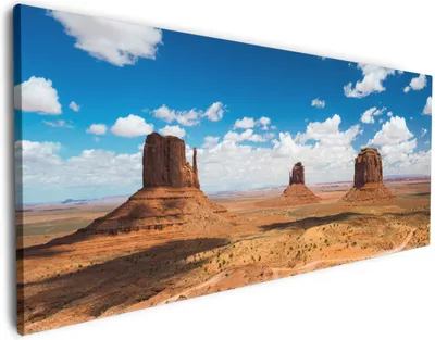 Produktbild von Wallario Premium Leinwandbild Monument Valley in Größe 80 x 200 cm