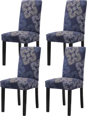 Obrázek produktu pro 4 Pack Stretch Chair Cover Odnímatelný kryt židle pro domácí dekor, pratelný v pračce kryt židle (Dark Blue）