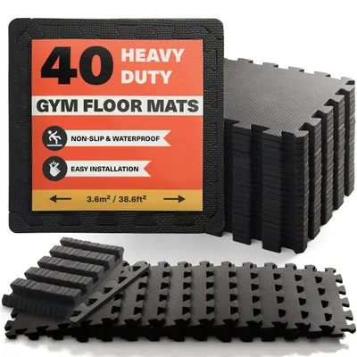 Obrázek produktu pro Podložky na ochranu podlahy pro fitness – sada 40 kusů – dlaždice o rozměrech 30x30 cm – pěna EVA – protiskluzové