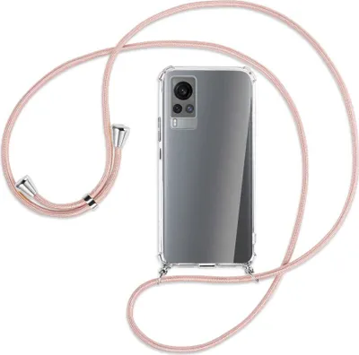 Produktbild von Handykette Backcover-Schutzhülle mit Band (Metall silberfarben) für vivo X60 - roségold