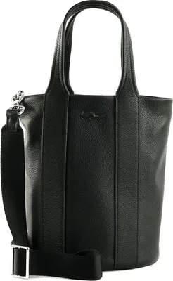 Image de LACOSTE Cuir sac à épaule sac à épaule bandoulière City Court Bucket Bag Noir