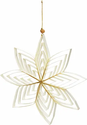 Produktbild von Weihnachtsstern 3D aus Papier in weiß - 30 cm / groß - Weihnachts Deko Hänger mit goldenem Glitzer