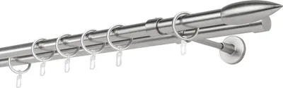 Produktbild von Gardinenstange Maß 20mm Patrone 2-lauf Wandträger 20cm Farbe: Edelstahl-Optik, Größe: 360cm