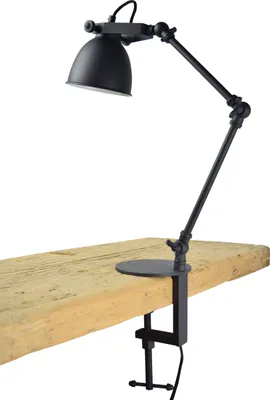Image de Lampe à pince de chantier, Ø 12 cm. Noir vintage