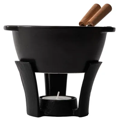 Obrázok produktu pre Boska Fondue Set Party Mini - Fondue na syrové fondue - S čajovou lampičkou - 300 ml - Možno umývať v umývačke riadu - Nádoba na fondue - Čierna - Liatina