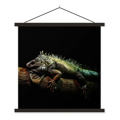 Produktbild von MuchoWow® Textilposter Tier - Zweig - Schwarz 90x90 cm mit schwarzem Rahmen - Magnetisches