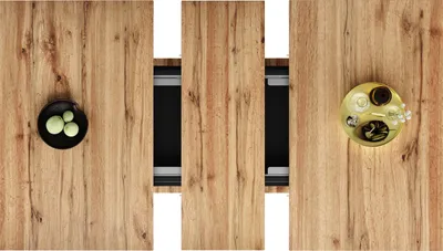 Obrázok produktu pre Sweiko jedálenský teleskopický stôl (140 × 70 cm), rozkladací jedálenský stôl s policou, kuchynský stôl šetriaci miesto, jedálenský stôl s tromi odkladacími úrovňami, rozkladací jedálenský stôl, do kuchyne a obývačky, prírodná + čierna farba