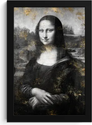 Produktbild von MuchoWow® MuchoWow® Gerahmtes Poster Mona Lisa - Leonardo da Vinci - Schwarz - Weiß 20x30 cm - Poster mit zchwarzem Bilderrahmen - Drucken - Bilder Poster im Rahmen