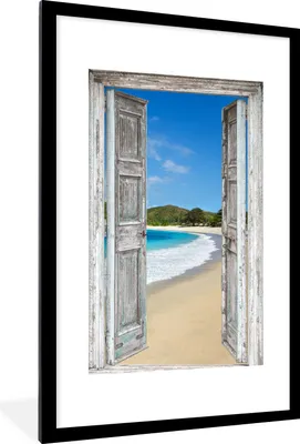 Produktbild von MuchoWow® Gerahmtes Poster Meer - Tropen - Blick - Strand 60x90 cm - Poster mit Schwarzem Bilderrahmen Wandposter Rahmen Foto Bilder - Dekoration - Wandposter Wohnzimmer - Hochwertig