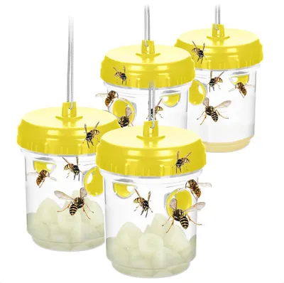 Produktbild von Wespen Lebendfalle 4er-Set – Tierfreundlich, zum Aufhängen, 9x13 cm, mit Köderanleitung – Ideal für Terrasse, Balkon & Camping,Geschenke für Zuhause