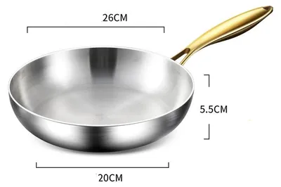 Produktbild von Edelstahl 316 Wok-Pfanne unbeschichtet Induktion und Gas Ø26cm