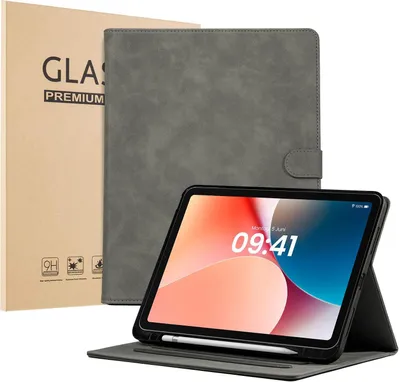 Produktbild von LBH Tablet Schutzhülle + 2x 9H Display Glas für Apple iPad Air 5 10.9 Zoll Cover Case Schutz Tablet Farbe: Grau
