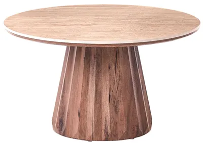 Produktbild von BELIANI Couchtisch Braun Keramik Tischplatte Travertinoptik MDF Gestell Rund Geriffelt Modernes Design Wohnzimmer