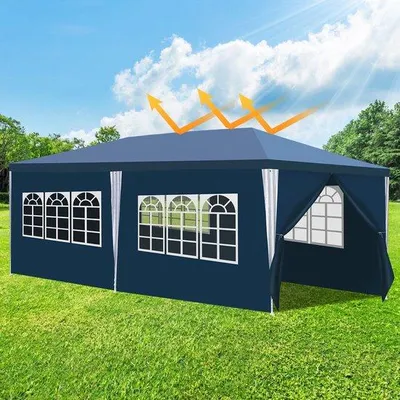 Produktbild von Festzelt Pavillon Seitenwände Hochzeit Empfängung Partyzelt PE Partyzelt einfache Montage 3x6m grün