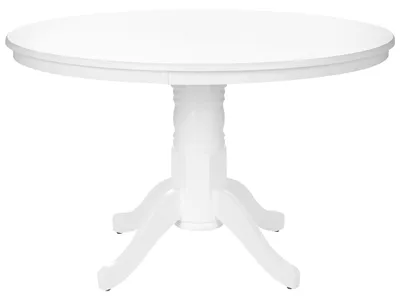Obrázek produktu pro BELIANI Jídelní stůl bílý MDF kaučukové dřevo ø 120 cm kulatý vintage retro styl
