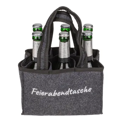 Produktbild von Flaschentasche Bierträger Flaschenträger Transportkorb aus Filz für 6 Flaschen »Feierabendtasche«