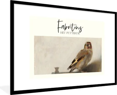 Produktbild von MuchoWow® Gerahmtes Poster Der Stieglitz - Carel Fabritius - Gemälde 90x60 cm - Poster mit Schwarzem Bilderrahmen Wandposter Rahmen Foto Bilder - Wanddekoration - Fotos