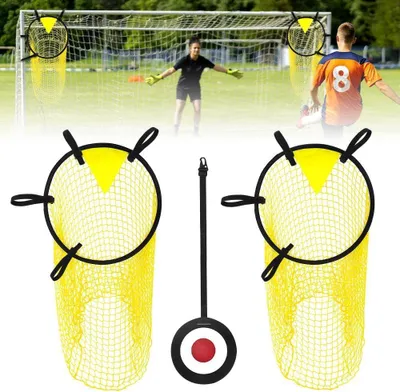 Imagen del producto de Conjunto de 2 porterías de fútbol, de 45x59 cm, con red, para entrenamiento y mejora de la precisión de los tiros