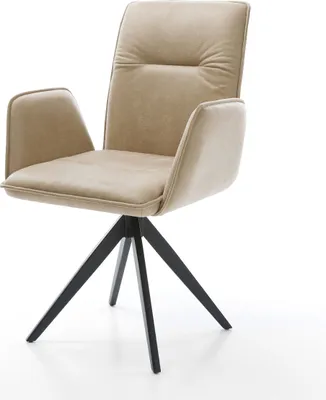 Produktbild von DELIFE Esszimmerstuhl Vinja-Flex Mikrofaser Beige Vintage Kreuzgestell kantig Schwarz