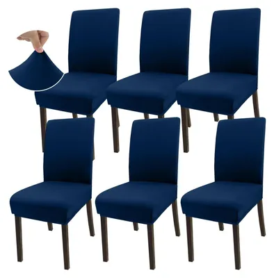 Obrázek produktu pro Velmi elastické potahy na jídelní židle – sada 6 kusů – tmavě modré