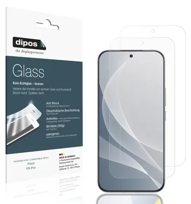 Produktbild von 2x Schutzfolie für Poco F8 Pro matt - Anti-Shock 9H Folie dipos Glass Kunststoffglas