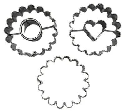 Productafbeelding van Set van 3 uitsteekvormen: 1 cirkel, 1 hart, 1 ring, diameter 40 mm